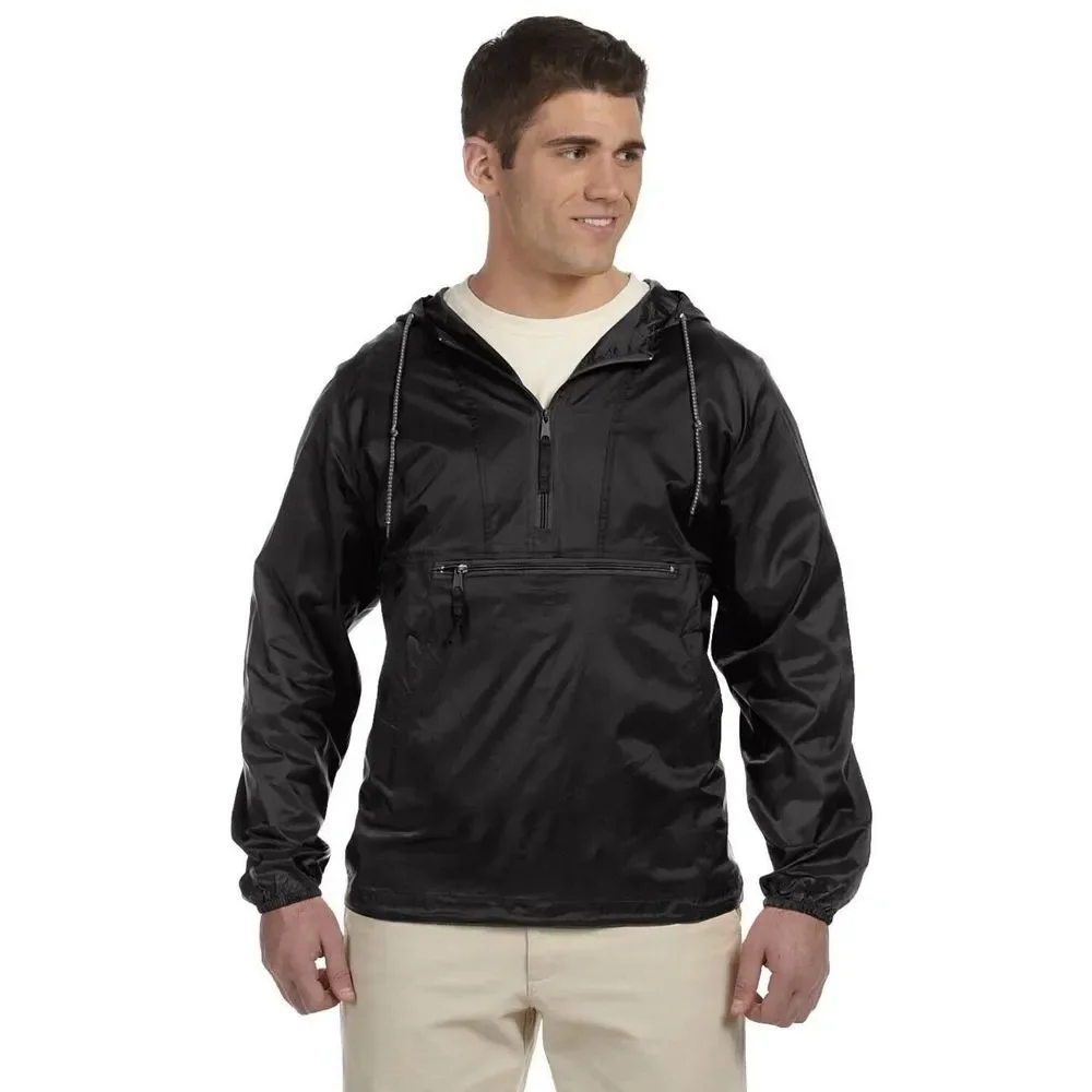 NWOT Harriton Pullover Black Hooded 1/4 Zip Water Resistant Windbreaker L/ LARGE
